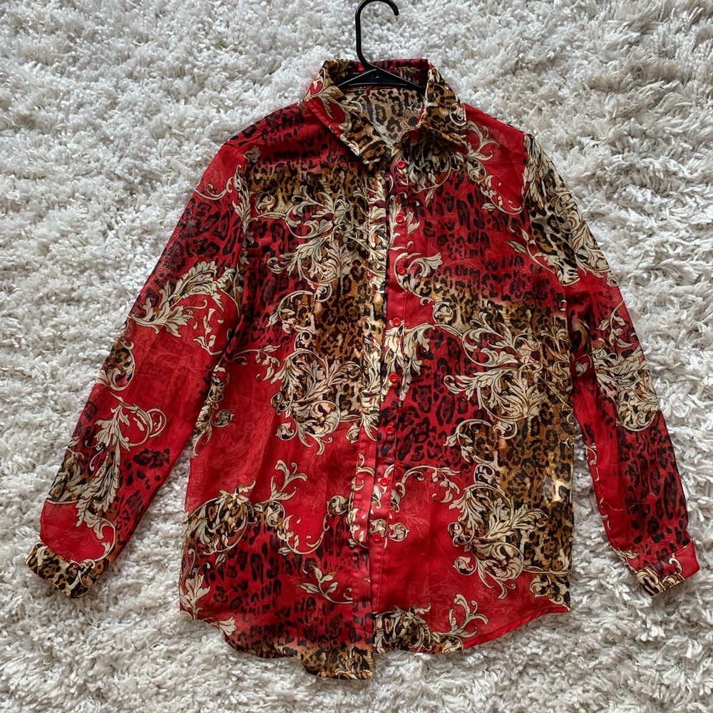 Chiffon Button Down Printed Top (Oversized) - image 1